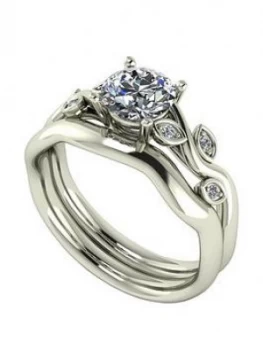 Image of Moissanite 9Ct Gold 1.05Ct Total Round Brilliant Centre Vine Bridal Set