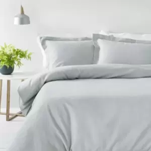 Image of The Linen Yard Waffle Single Duvet Cover Set Cotton Silver
