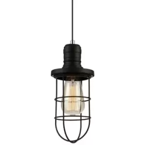 image of Netlighting Industrial and Retro Hanging Pendant Black 1 Light with Black Metal