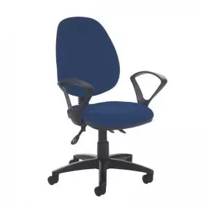 image of Jota high back asynchro operators chair with fixed arms - Costa Blue