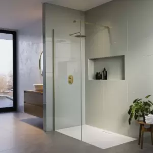 Image of 800mm Brushed Brass Frameless Wet Room Shower Screen - Corvus