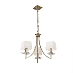 image of Akira Pendant 3 Light E14, Antique Brass With Cream Shades