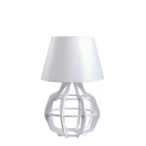 image of Bento Table Lamp With Round Tapered Shade White, 30.5cm, 1x E27