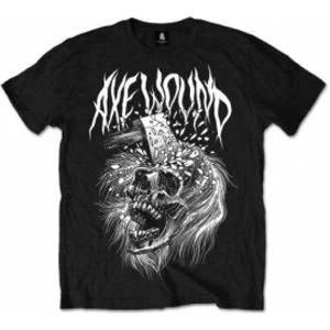 image of Axe Wound Skull Mens Black T Shirt: Large