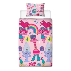 image of Trolls 2 Concert Duvet Cover Set (Single) (Pink)