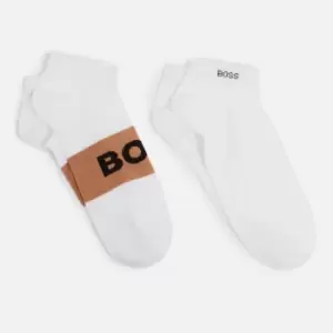 image of BOSS Bodywear Two-Pack Logo-Detailed Cotton-Blend Ankle Socks - UK 4-9