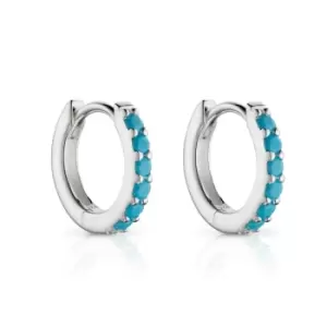 image of Aiyana Athena Silver Turquoise Crystal Hoop Earrings