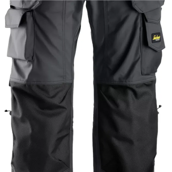 image of Snickers Floorlayer Holster Pockets Trousers, Rip-Stop - Steel Grey/Black - Waist 30" Inside leg 35"