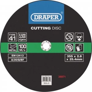 Image of Draper Flat Metal Cutting Disc 355mm 2.8mm 25.4mm