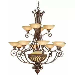 Image of 13 Bulb Chandelier Metal Caged Excavation Glass British Bronze LED E27 60W