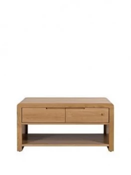 image of Julian Bowen Newman Curve Ready Assembled Solid Oak And Oak Veneer Storage Coffee Table