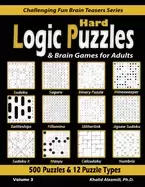 Image of hard logic puzzles and brain games for adults 500 puzzles and 12 puzzle typ