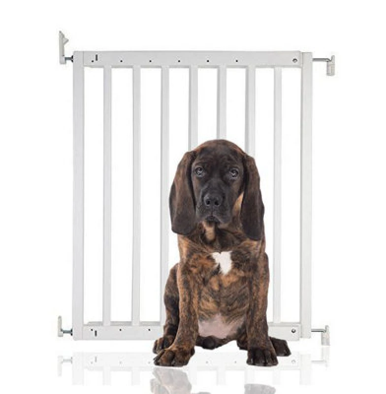 Image of Bettacare Chunky Wooden Screw Fit Dog Gate, 63.5Cm - 105.5Cm, White, Wooden Dog Gate Gate, Screw Fit Pet Stair Gate, Puppy Gate