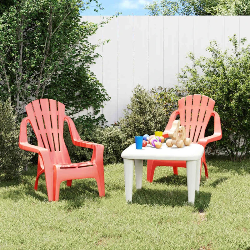 Image of VIDAXL Garden Chairs 2 pcs for Children Red 37x34x44cm pp Wooden Look Vidaxl 364738