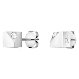Image of Calvin Klein Tune Silver Stainless Steel Swarovski Stud Ladies Earrings KJ9MME040600