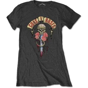 Image of Guns N' Roses - Dripping Dagger Womens Large T-Shirt - Grey