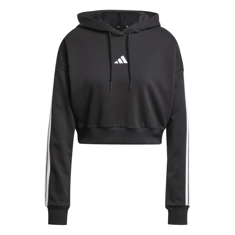 Image of Adidas Short hooded sweatshirt womens French terry adidas Essentials 3-Stripes Noir Female S
