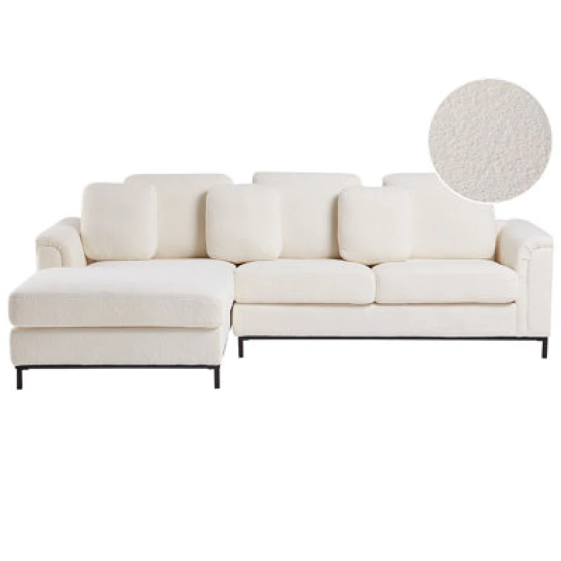 Image of Beliani Corner Sofa 4 Seater Oslo Boucle White Right Hand
