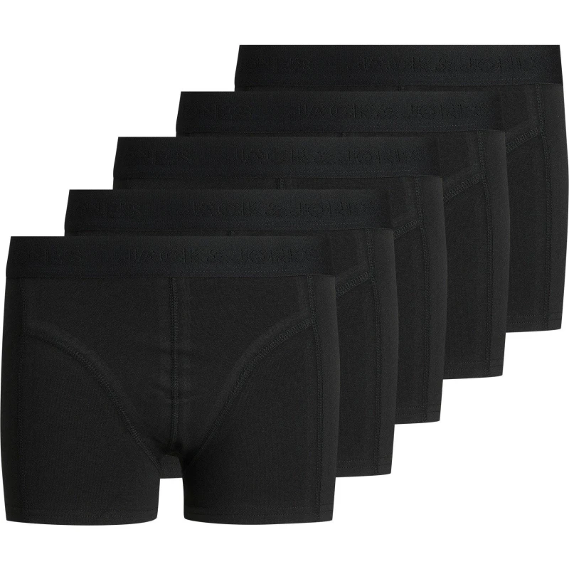 Image of Jack and Jones Simple Trunks 5 Pack Juniors - Black S Boys