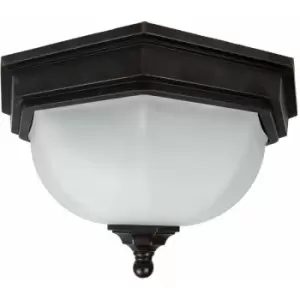 Image of Loops - Outdoor IP44 2 Bulb Flush Light Old Bronze LED E27 40W Bulb Outside External
