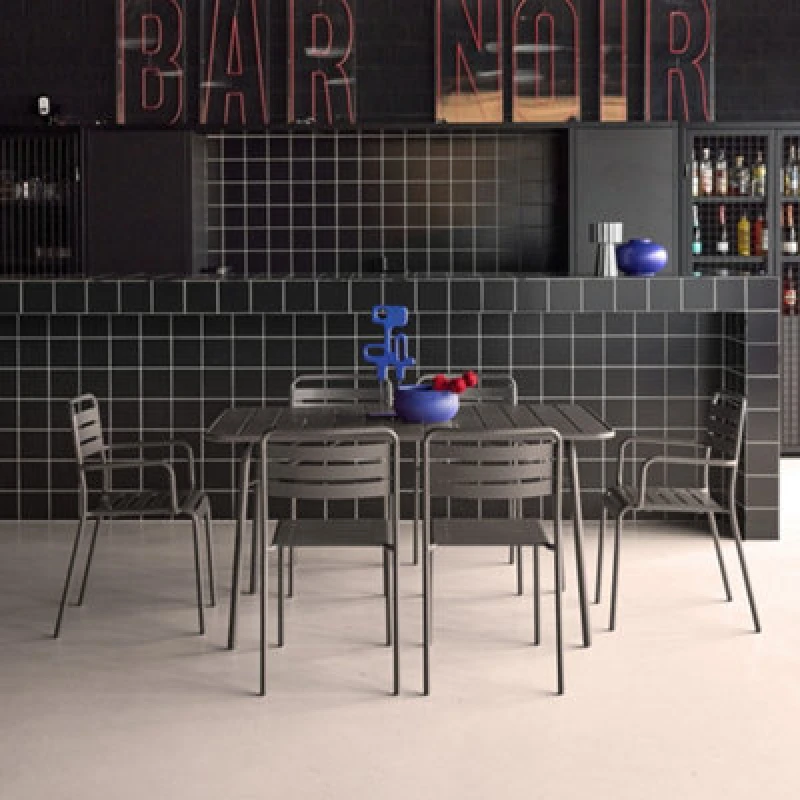 Image of Sweeek - 6-Seater Metal Garden Table Set With 6 Chairs Anthracite 141.2X80X72.5cm - Amelia