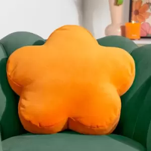 Image of Flower Velvet Reversible Cushion Orange