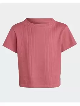 Image of adidas Lounge Waffle Knit Loose T-Shirt, Pink, Size 13-14 Years