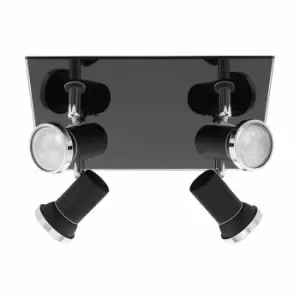 image of Eglo Black And Chrome 4 Spotlight Ceiling Light