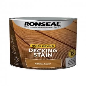 Image of Ronseal Quick Drying Decking Stain Golden Cedar 2.5 litre
