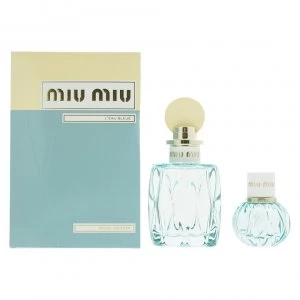 Image of Miu Miu LEau Bleue Gift Set 100ml Eau de Parfum + 20ml Eau de Parfum