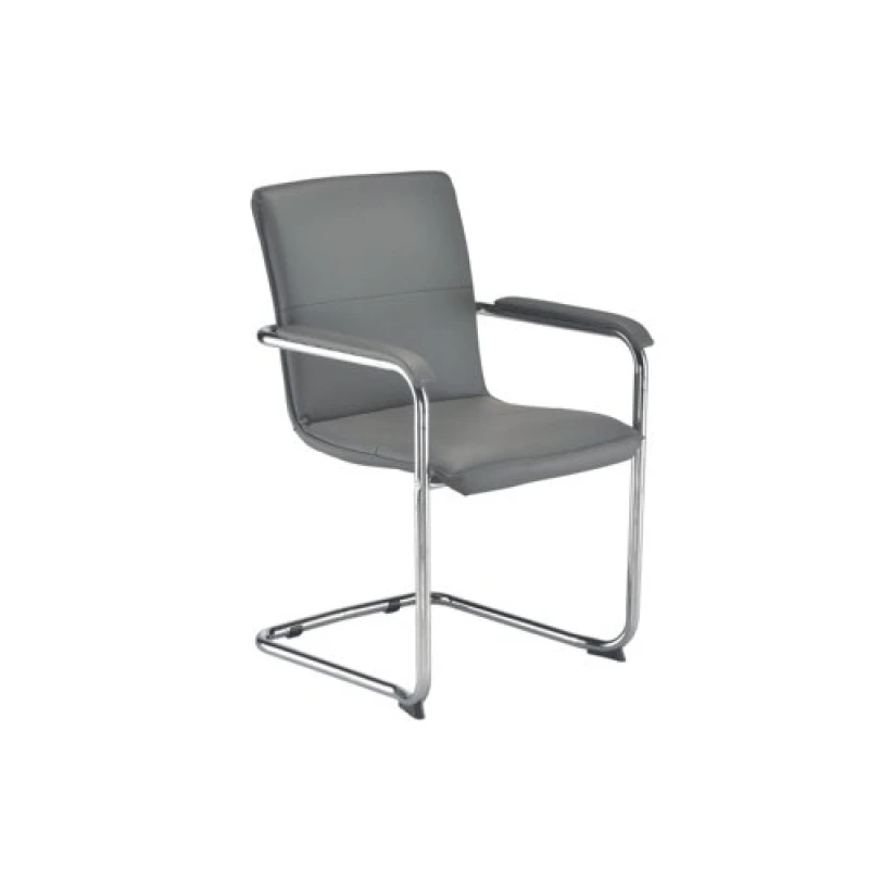 Image of Arista Stratus Visitor Chair Leather Look 575x570x890mm Grey KF78050