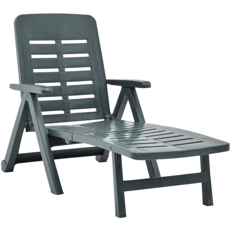 Image of VIDAXL Folding Sun Lounger Plastic Green Vidaxl 8719883859392