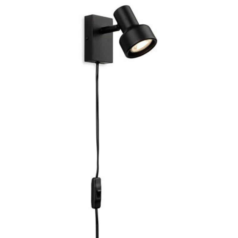 Image of Luminosa Lighting Luminosa Firstlight Spotlight Plug-In Wall Light Switched Black 1Xgu10