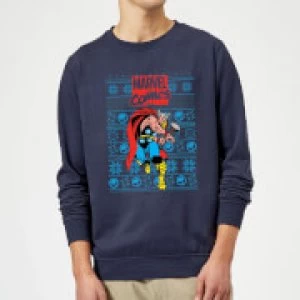 Image of Marvel Avengers Thor Christmas Sweatshirt - Navy - L