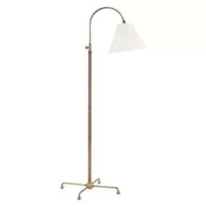 image of Curves No. 1 1 Light Table Lamp W/ Rattan Accent Brass, Linen