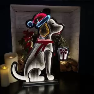Image of 78cm LED Infinity Standing Dog Christmas Decoration with Metal Base in Warm White