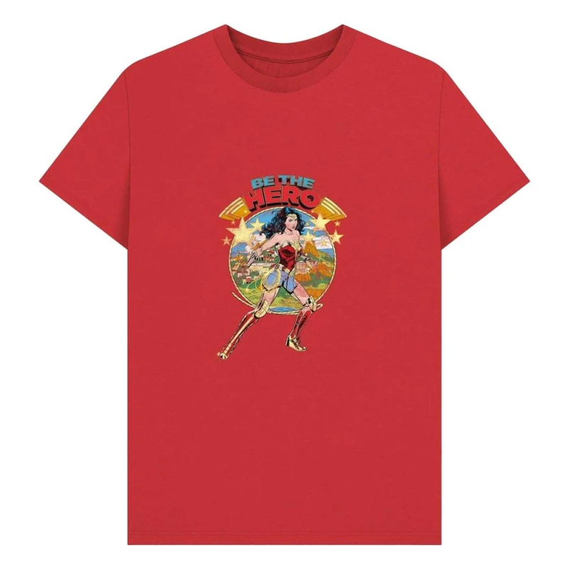 Image of Wonder Woman Mens Be The Hero Baseball T-Shirt in Red Size: Small Red Male S