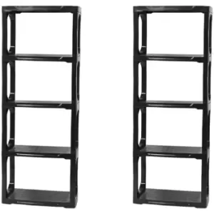 image of 2 x 1.9m Heavy Duty Plastic 5 Tier Shelving Garage Storage Unit in Black