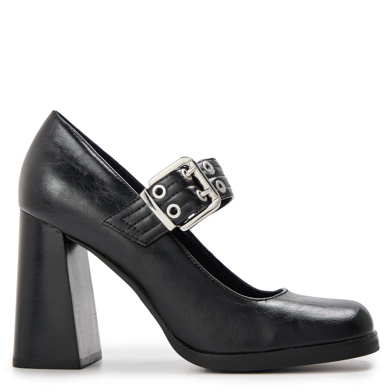 Image of Steve Madden Womens Torpedo Block Heel Court Shoes Black female 4 (37)