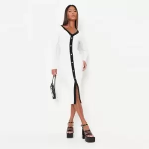 image of Missguided Petite Knitted Cardigan Dress - White