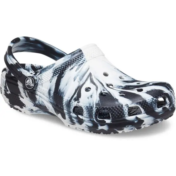 Image of Crocs Girls Classic Marbled Lightweight Summer Clogs UK Size 2 (EU 33-34) Multicoloured CRC368-BLKWH-2