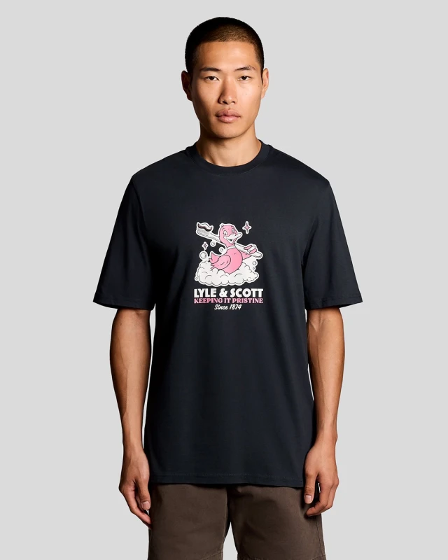 Image of Lyle & Scott Mens Back Print Graphic T-Shirt in Navy