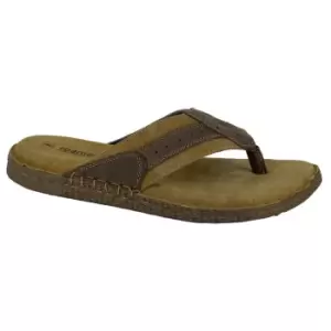 image of Roamers Mens Suede Flip Flops (6 UK) (Brown)