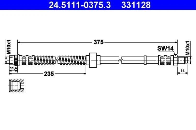 Image of ATE 24.5111-0375.3 Brake Hose Brake Hose (83)