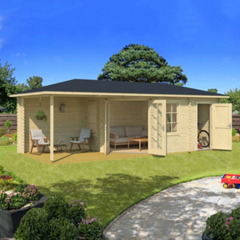 Image of Lasita Maja Lasita Anderby 3 Right Hand Corner Cabin - 7M X 3M - Corner Summer House With Veranda