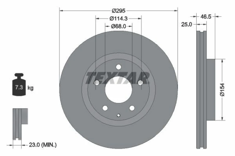 Image of Brake disc TEXTAR 92326203