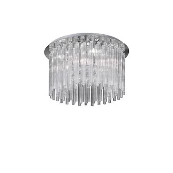 Image of Elegant 8 Light Ceiling Semi Flush Light Chrome, Clear and Glass, G9