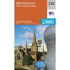 image of Birmingham, Walsall, Solihull and Redditch: 220 by Ordnance Survey (Sheet map, folded, 2015)