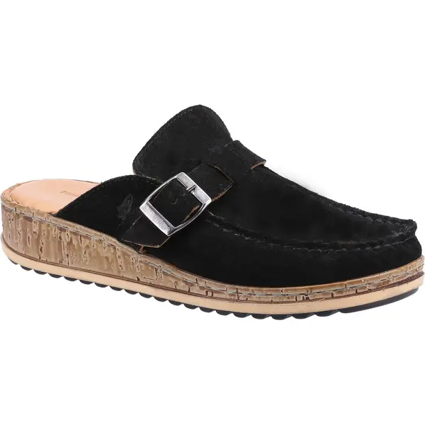 image of Hush Puppies Womens Sorcha Slip On Wedge Clog Mule Sandals - UK 4 Black female GDE2413BLK4