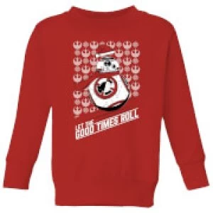Image of Star Wars Let The Good Times Roll Kids Christmas Sweatshirt - Red - 11-12 Years
